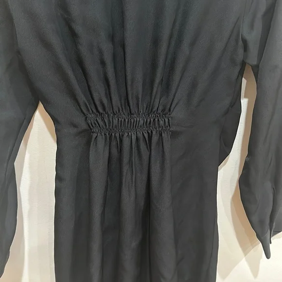 Women’s Mango Knot Detail Button Down Shirt Dress Size Medium 6 Black - Picture 8 of 8